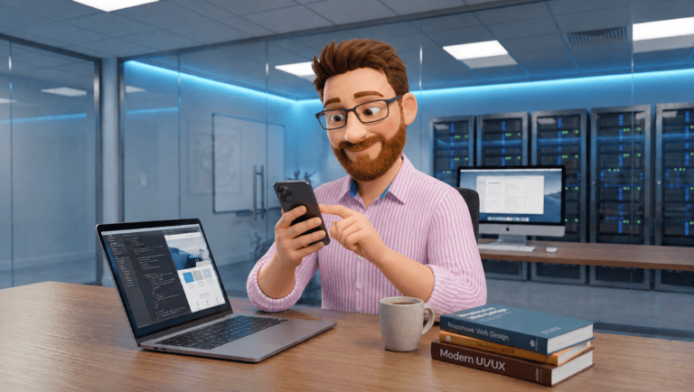 DotScott visiting a website using a mobile phone